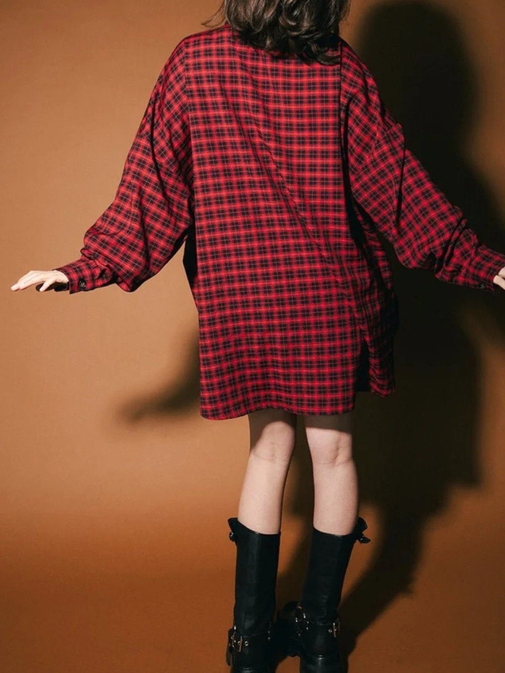 Dressed in LALA Red Black Plaid Button-Down Shirt - Picture 6 of 8